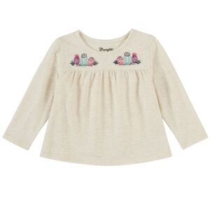 Wrangler baby girls’ long sleeve with embroidered cactus